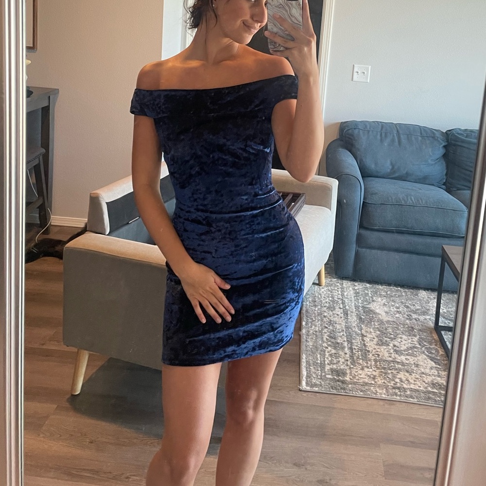 royal blue velvet formal dress